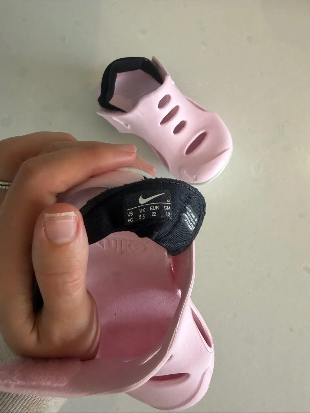 Nike Kids Light Pink and Black Open-Toe Sport Sandals